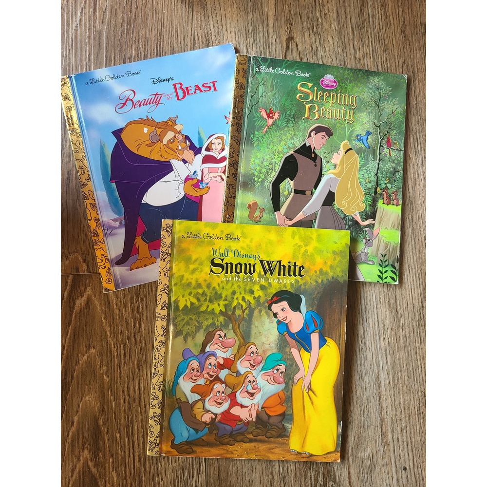 Disney Princess Little Golden Books Set Snow White Sleeping Beauty Beauty Beast